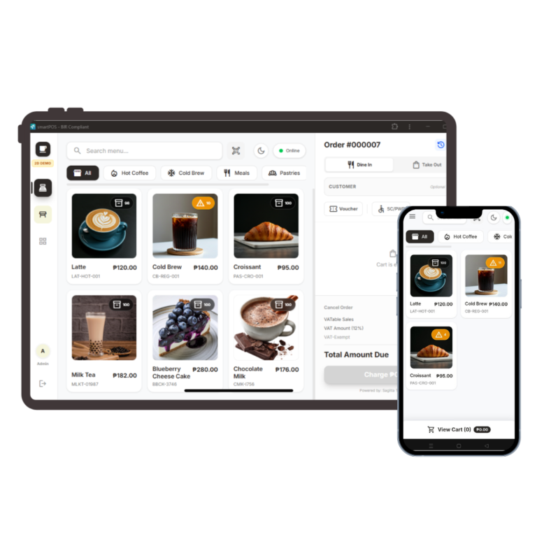 smartPOS running on a tablet and smartphone