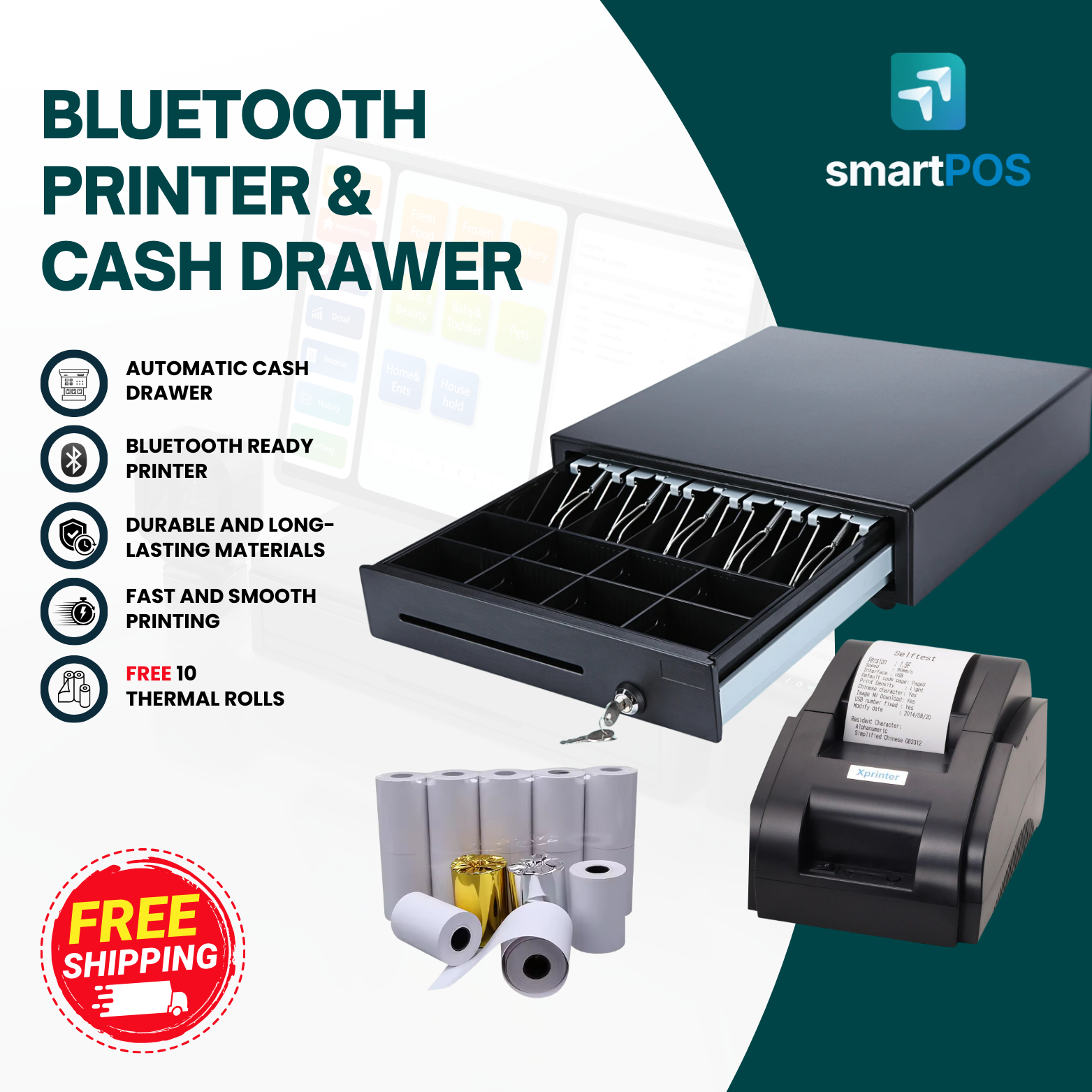 smartPOS Bundle Cash Drawer and Printer